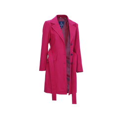 Women's Pink Notch Lapel Wool Wrap Coat