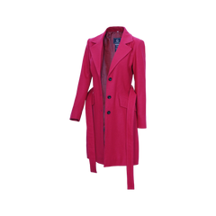 Women's Pink Notch Lapel Wool Wrap Coat
