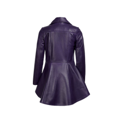 Women's Purple Asymmetrical Leather Peplum Jacket