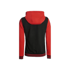 Women's Red and Black Varsity Letterman Jacket with Hood