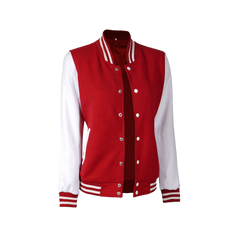 Women's Red and White Varsity Jacket - High School Letterman