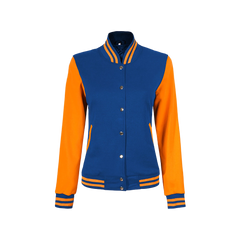 Women's Royal Blue and Yellow Varsity Jacket - Bomber Style