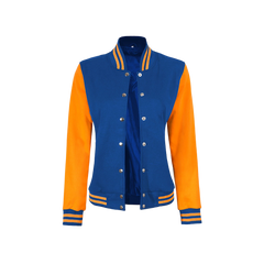 Women's Royal Blue and Yellow Varsity Jacket - Bomber Style