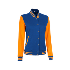 Women's Royal Blue and Yellow Varsity Jacket - Bomber Style