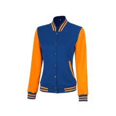 Women's Royal Blue and Yellow Varsity Jacket - Bomber Style