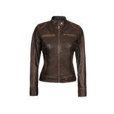 Women's Rub Off Dark Brown Vintage Leather Jacket