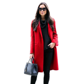 Women's Scarlet Red Long Wool Coat