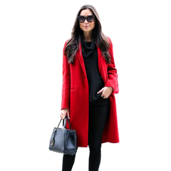 Women's Scarlet Red Long Wool Coat