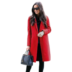 Women's Scarlet Red Long Wool Coat