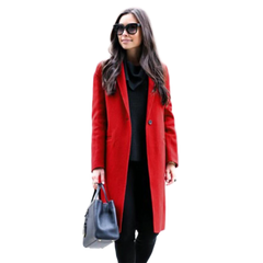 Women's Scarlet Red Long Wool Coat
