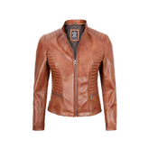Women's Tan Wax Lambskin Leather Jacket