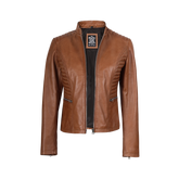Women's Tan Wax Lambskin Leather Jacket