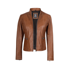 Women's Tan Wax Lambskin Leather Jacket