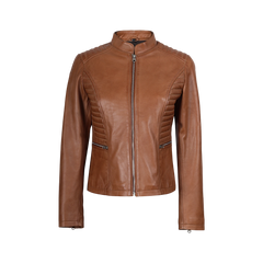 Women's Tan Wax Lambskin Leather Jacket