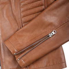 Women's Tan Wax Lambskin Leather Jacket