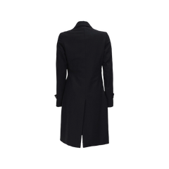 Womens Two Pockets Double Breasted Black Wool Coat