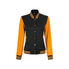 Women's Yellow and Black Varsity Jacket - Baseball Style