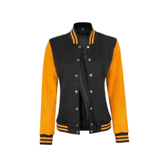 Women's Yellow and Black Varsity Jacket - Baseball Style