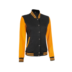 Women's Yellow and Black Varsity Jacket - Baseball Style