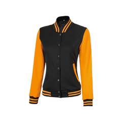 Women's Yellow and Black Varsity Jacket - Baseball Style