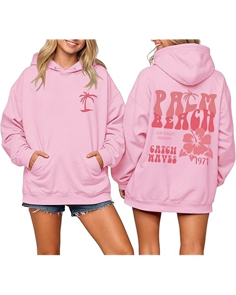 pink palm puff hoodie hibiscus