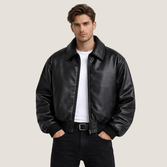 black leather jacket men