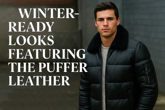 Men’s Leather Puffer Jacket with Fur Collar | Winter 2025 Style Guide