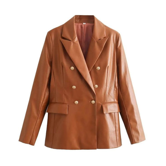 reddish brown leather jacket