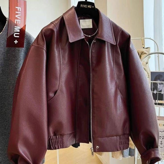 burgundy leather jacket