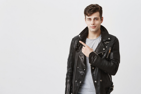 leather jacket with hood