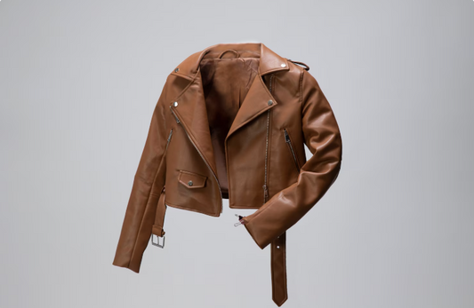brown leather outerwear