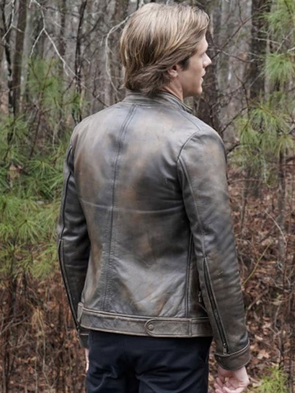 Brown Distressed Leather Jacket worn by Angus in MacGyver 1