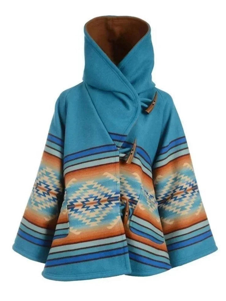 Kelly Reilly Jacket Beth Dutton Yellowstone Blue Hooded Poncho Women Coat