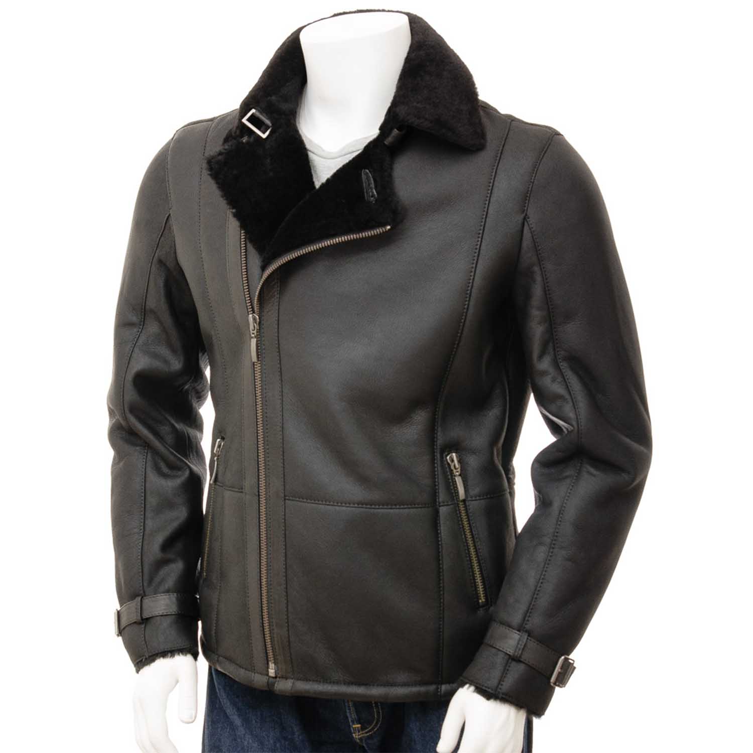 Mens Leather Sheepskin Shearling 09