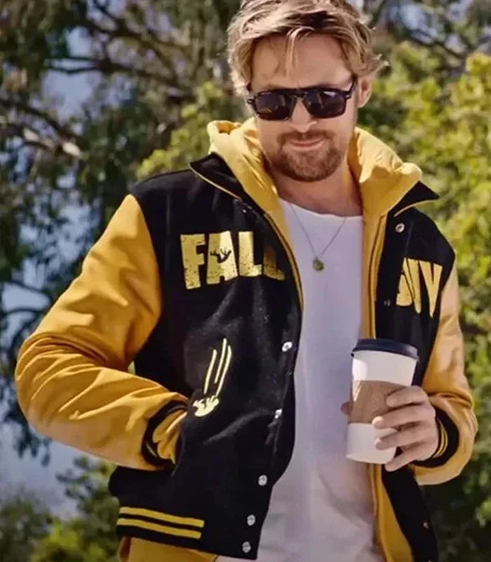 Ryan Gosling The Fall Guy Varsity Jacket – Black and Yellow Wool