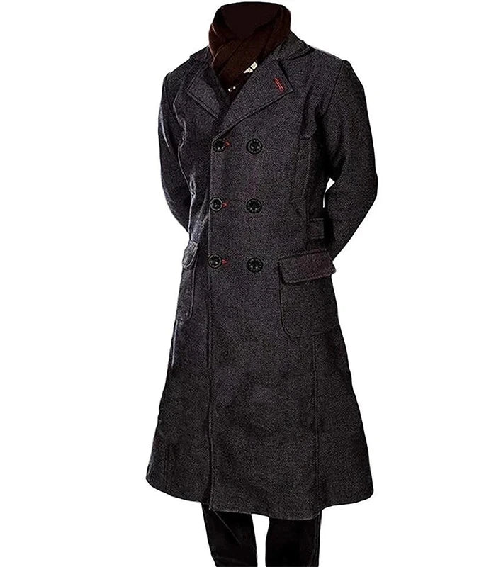 Gray overcoat on a white background