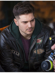 Tv Series The Protector Cagatay Ulusoy Brown Leather Jacket With Patches