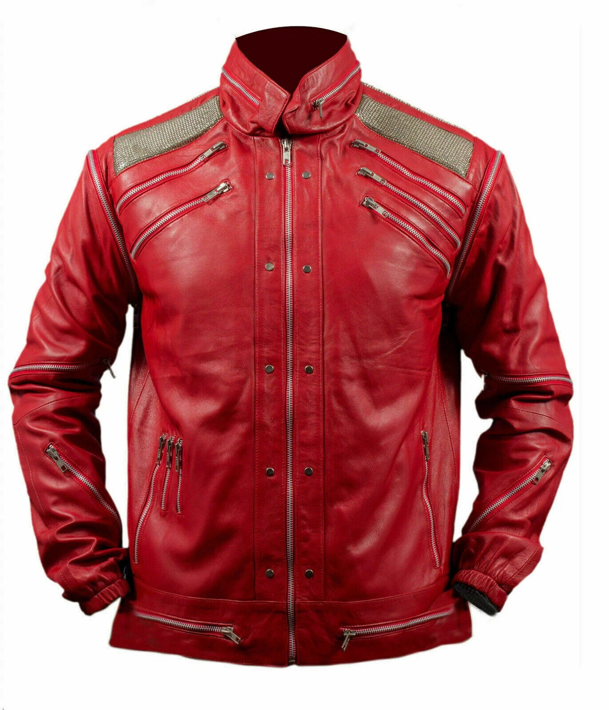 Michael Jackson Beat it "MJ Beat it" Real Leather Jacket with real metal mesh