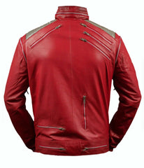 Michael Jackson Beat it "MJ Beat it" Real Leather Jacket with real metal mesh