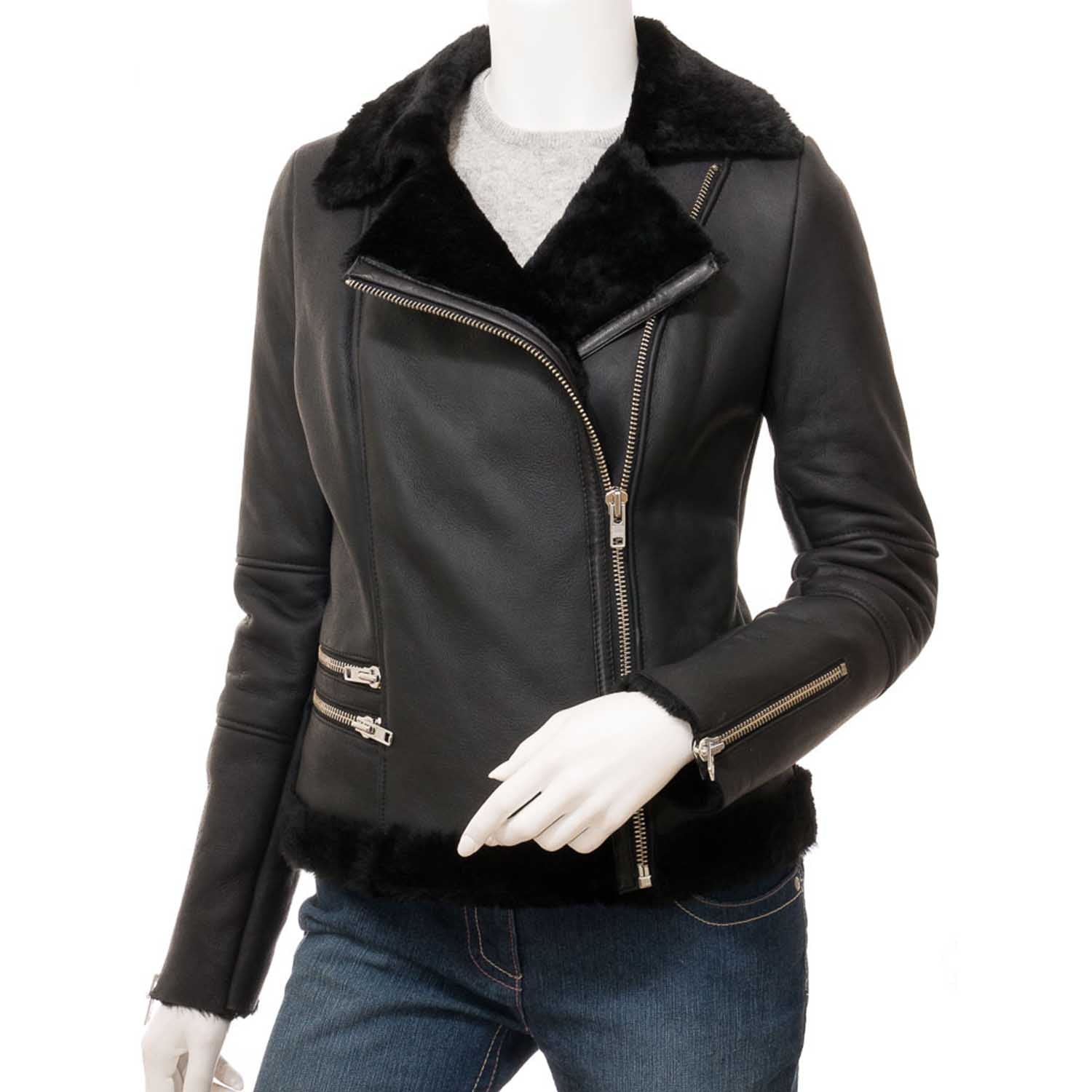 Womens Leather Sheepskin Shearling 09