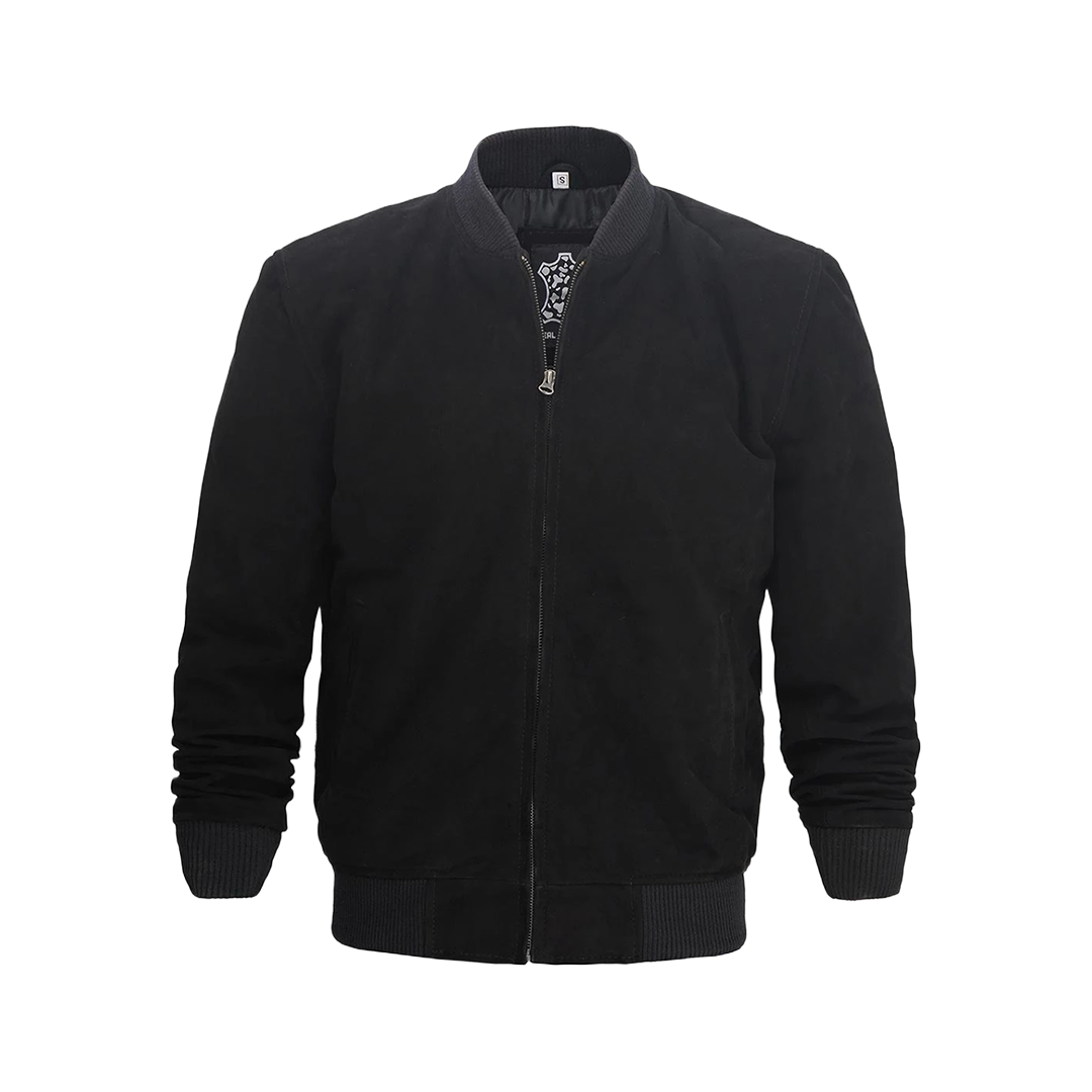 Adamsville Men's Black Suede Bomber Jacket