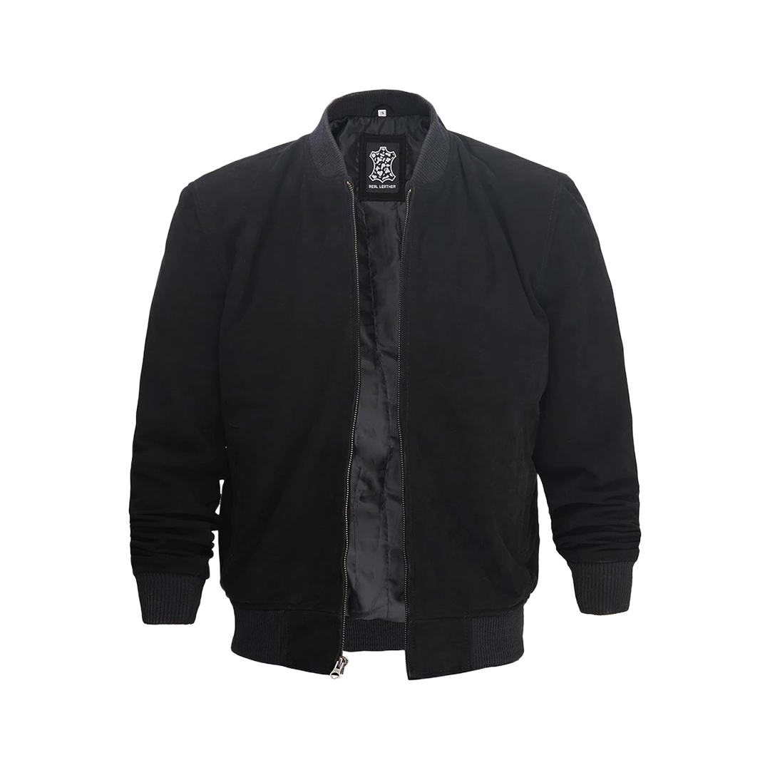 Adamsville Men's Black Suede Bomber Jacket