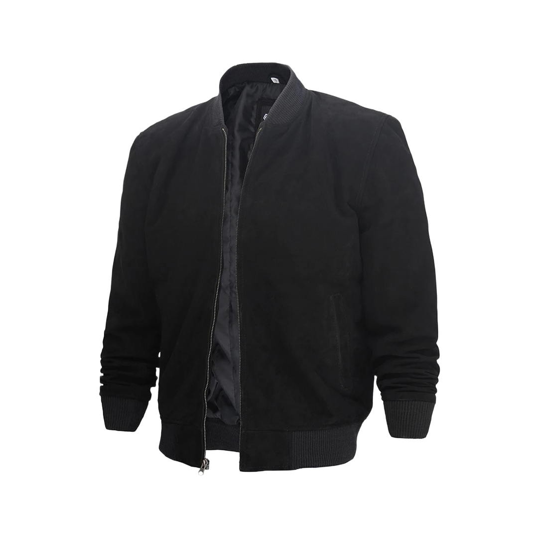 Adamsville Men's Black Suede Bomber Jacket