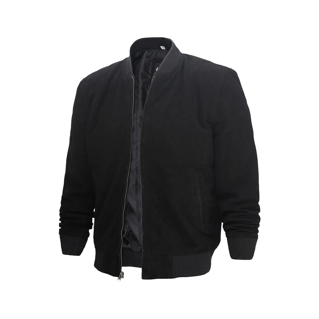 Adamsville Men's Black Suede Bomber Jacket