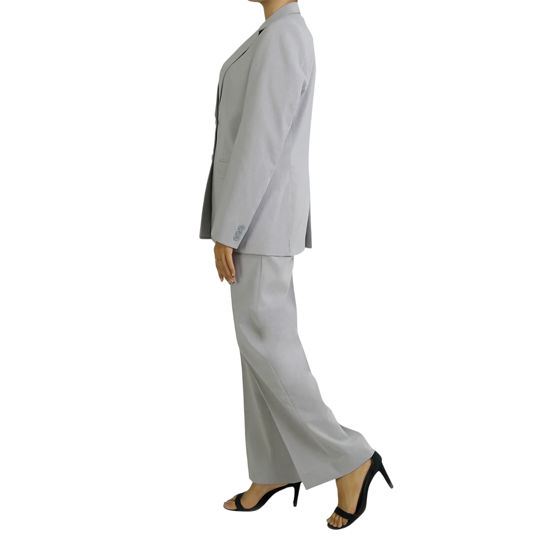 Alina Women's Grey Regular Fit Pant Suit