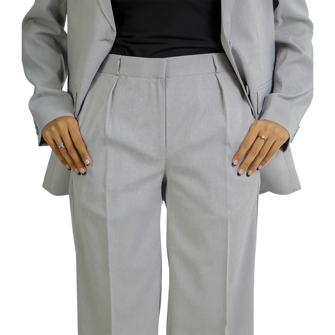 Alina Women's Grey Regular Fit Pant Suit