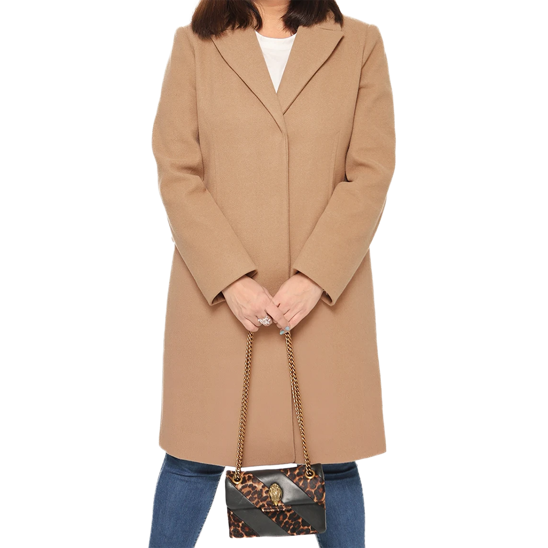 Aline Women's Regular Fit Beige Wool Coat