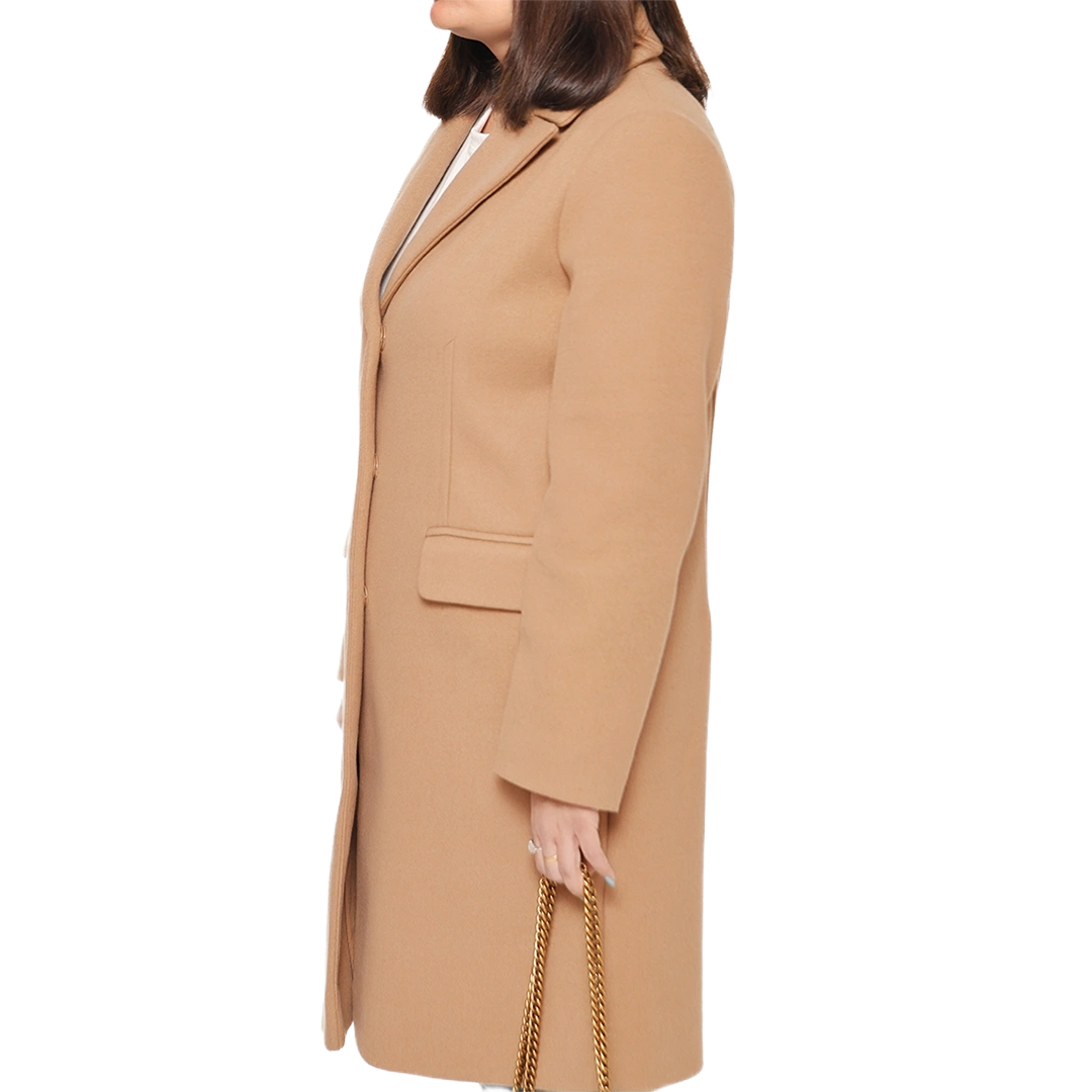 Aline Women's Regular Fit Beige Wool Coat