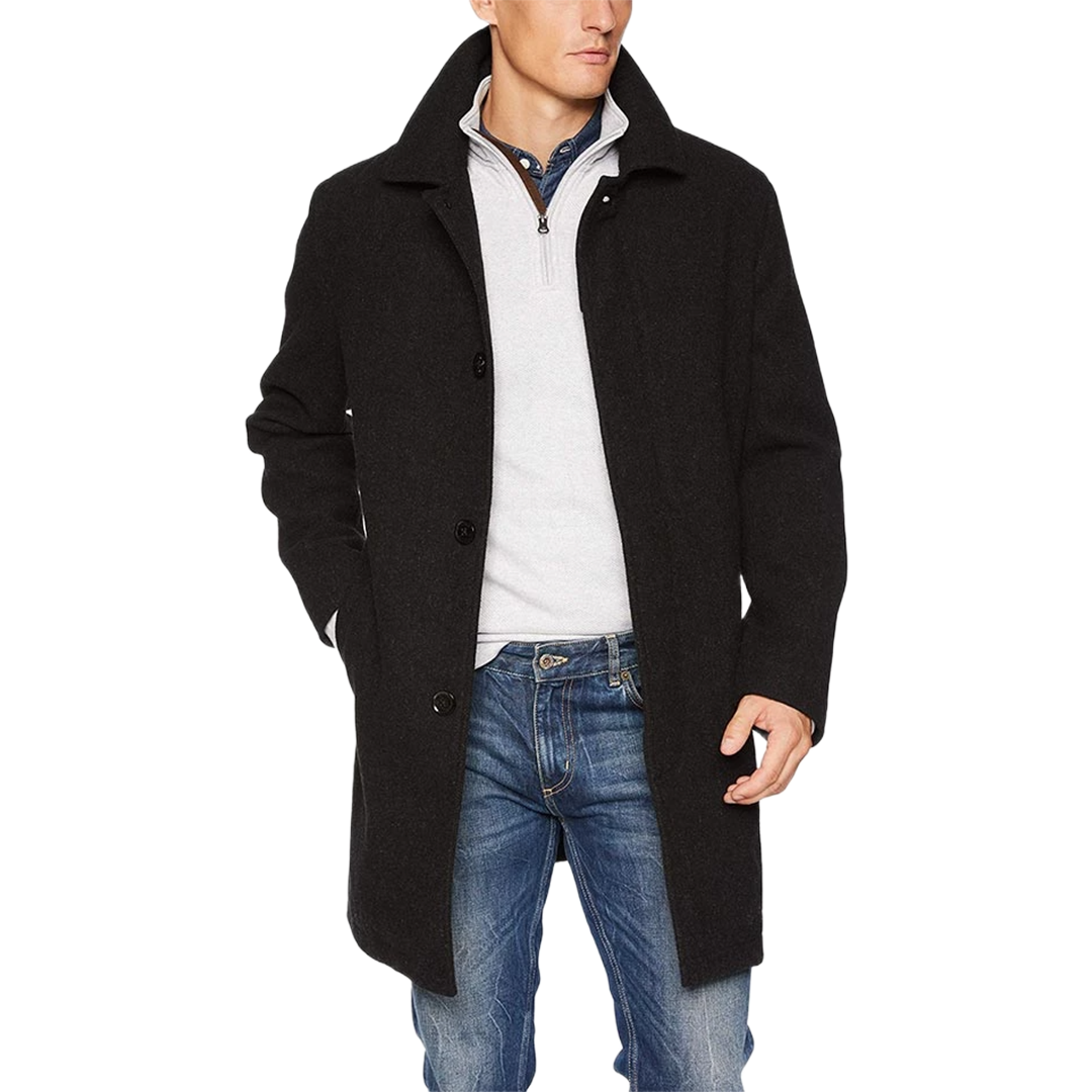 Armando Men's Black 3/4 Length Wool Coat