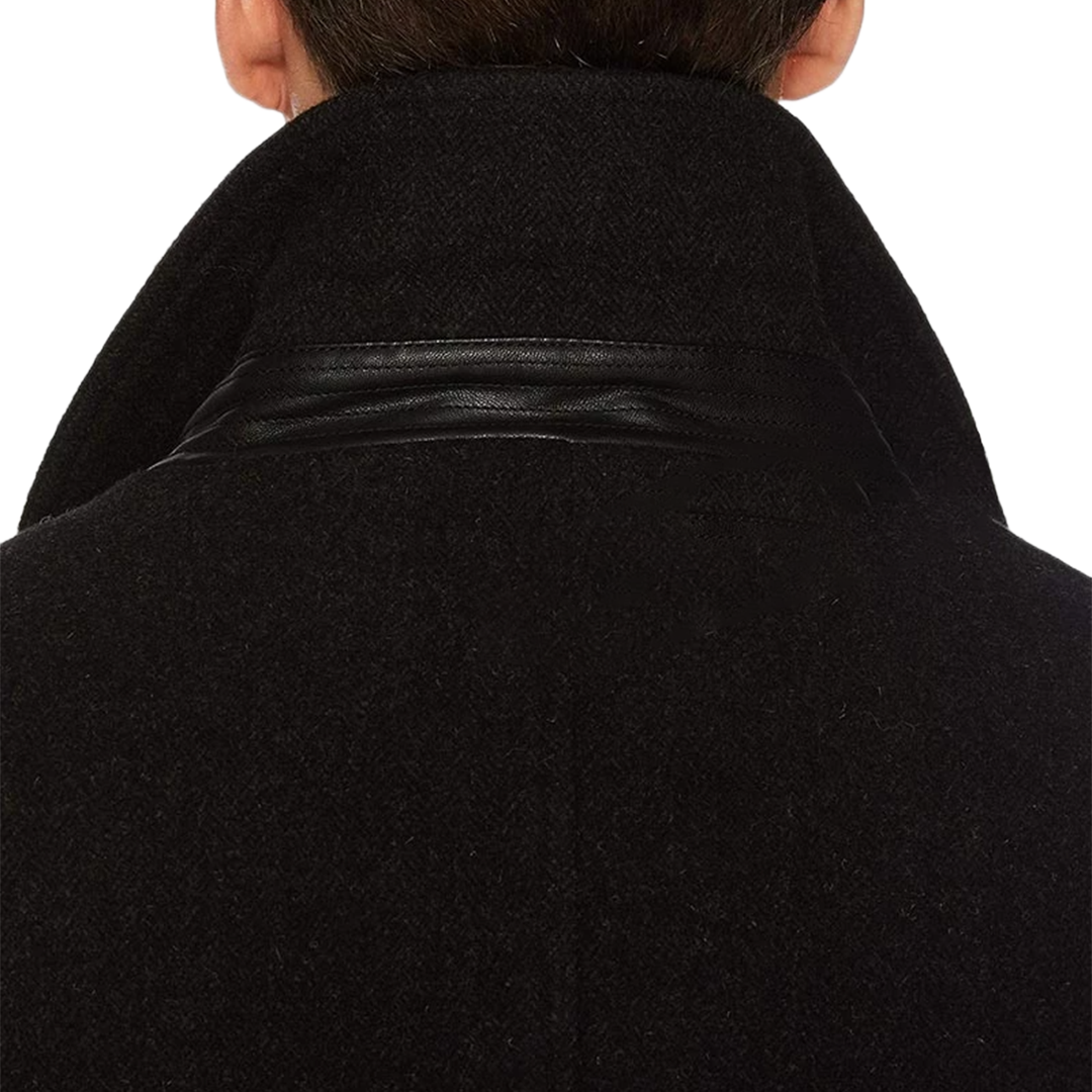 Armando Men's Black 3/4 Length Wool Coat